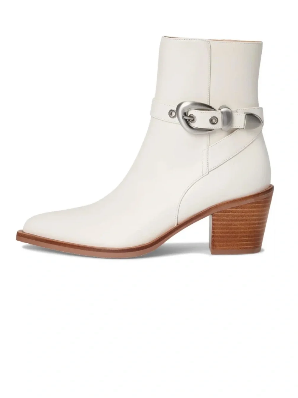 Stuart Weitzman White Maven Leather Western Booties